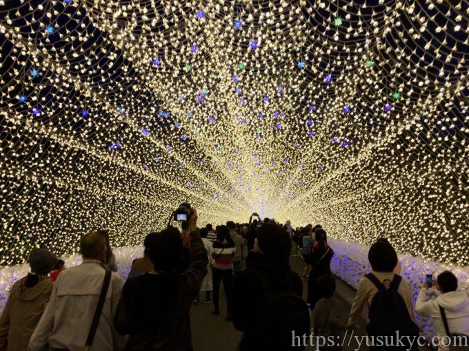 なばなの里イルミネーション2019-2020の光のトンネル
