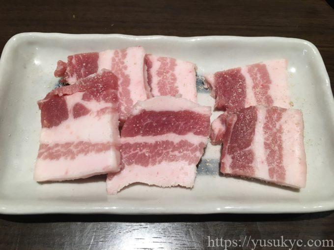 焼肉えんやのメニュー(豚バラ)
