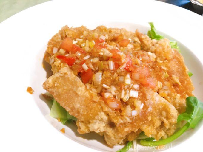 竜宮城のメニュー(龍宮ランチの油淋鶏)