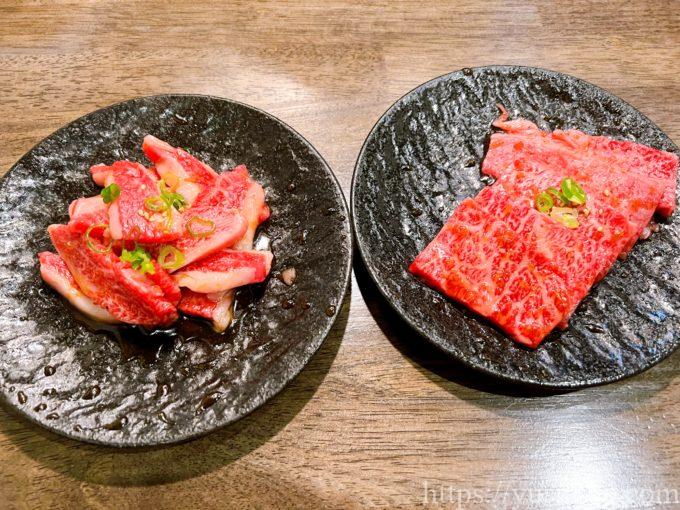 炭火焼肉桜花のメニュー(カルビ、上カルビ)