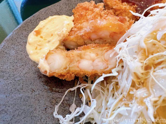 海老カツ・とんかつのむさしのミックスカツ定食